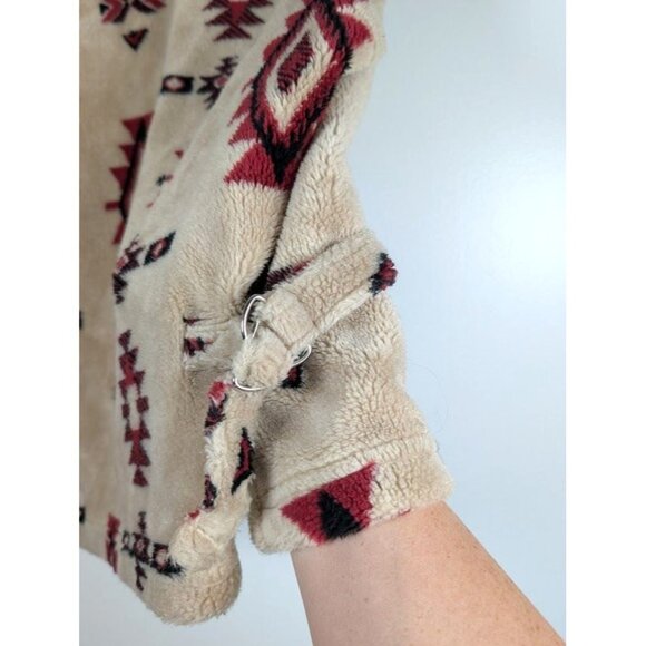 Vintage 90s Fleece Southwestern Vest Size Large Aztec Western Metal Button - Picture 5 of 8